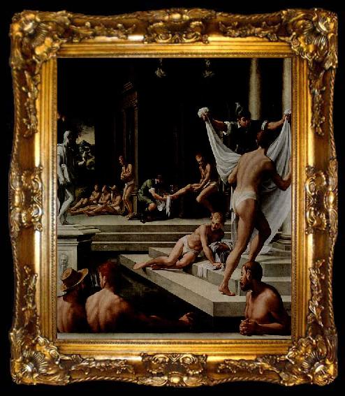 framed  Girolamo Macchietti Baths at Pozzuoli, ta009-2